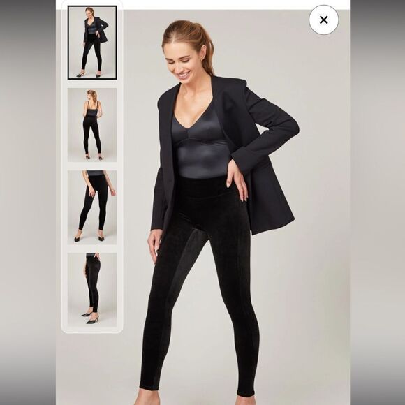 NWOT Spanx Black Velvet Leggings - Picture 6 of 9